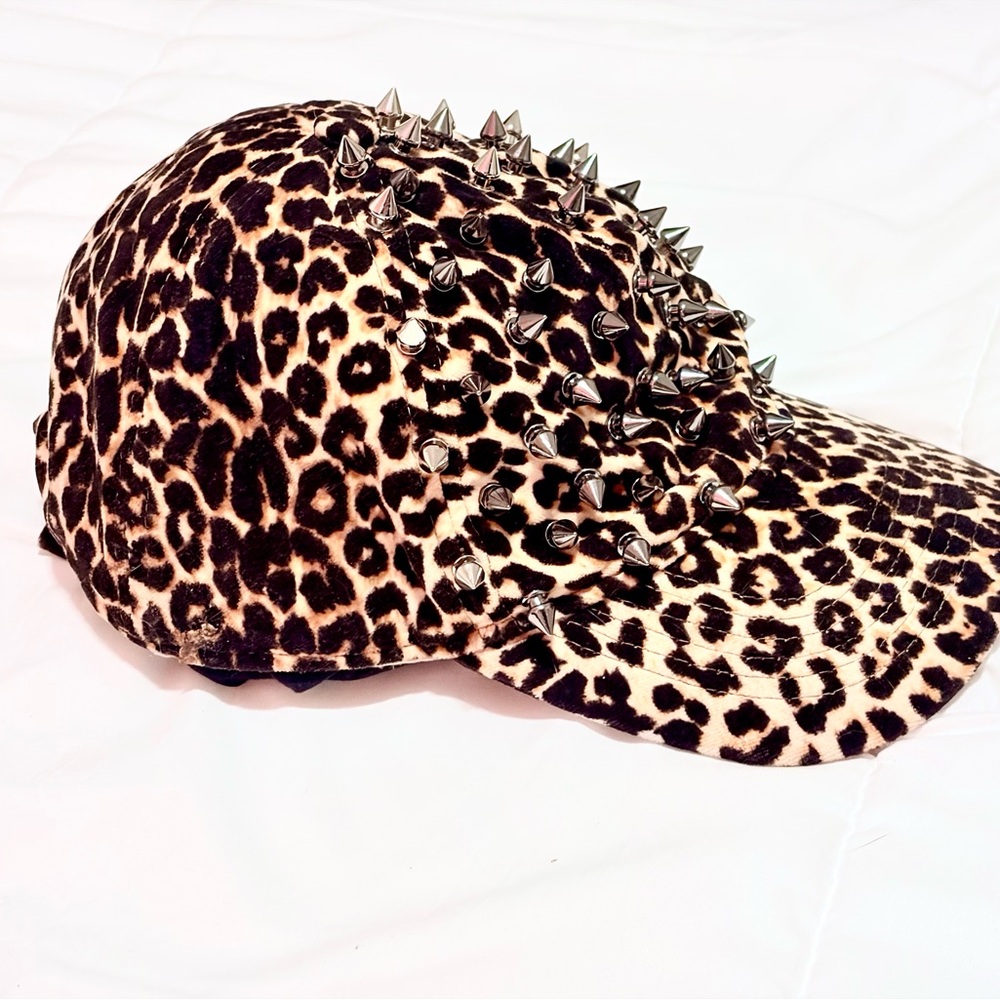 Leopard Print Spiked Hat